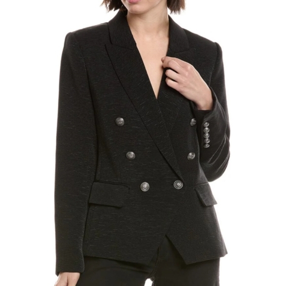 L'AGENCE Jackets & Blazers - *SOLD* L'AGENCE 'Kenzie' Double-Breasted Textured-Rib Blazer, Black